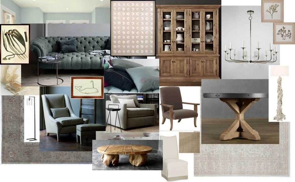 Hamptons Living Room and Dining Room Interior Design 