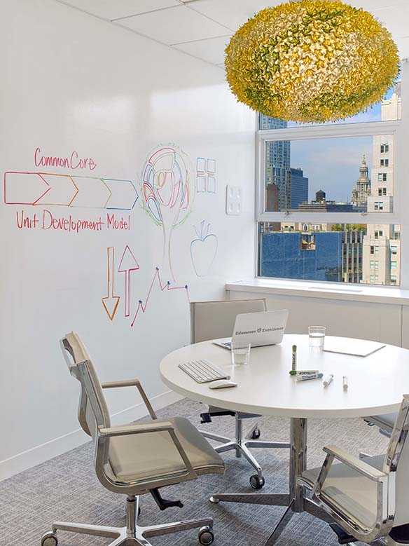 Green cheeky apple themed interior design for teacher's office