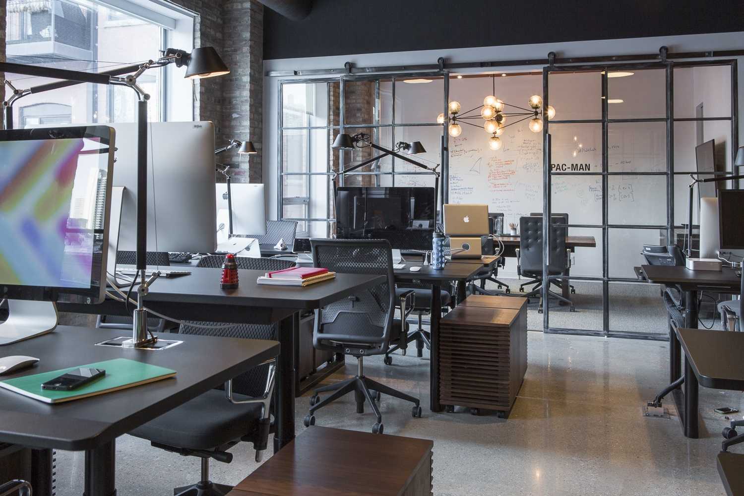 industrial office with open desks