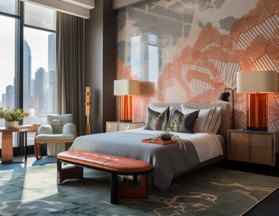 central park tower colorful bedroom interior design