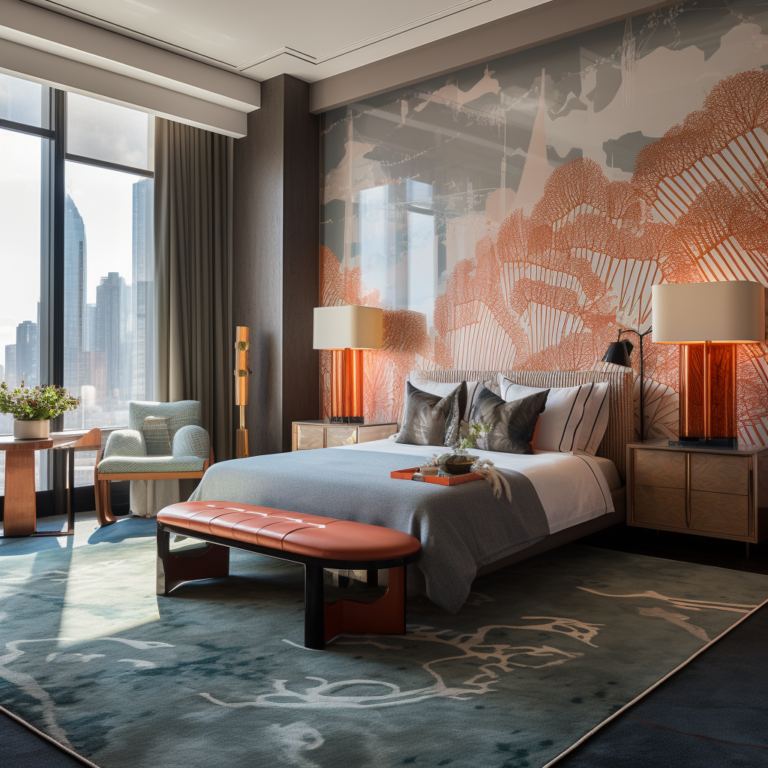 central park tower colorful bedroom interior design