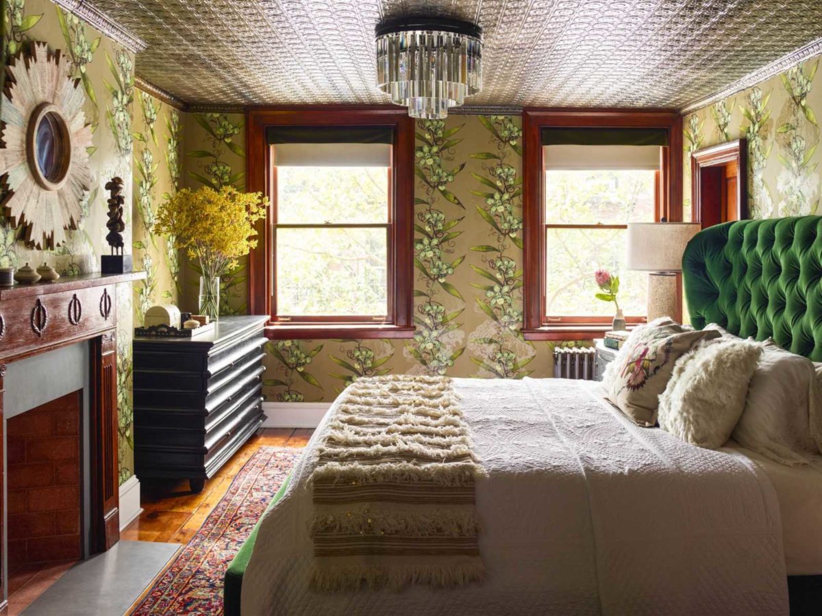 Rich Green and Neutral Master Bedroom