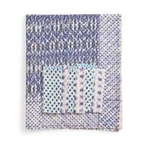 purple and blue blockprinted textiles