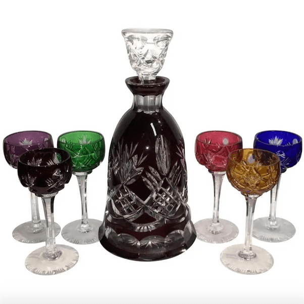 colorful crystal goblets