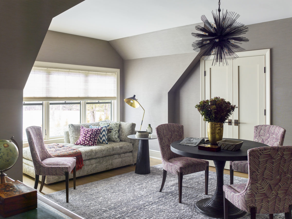mauve and neutral contemporary home office in rye new york