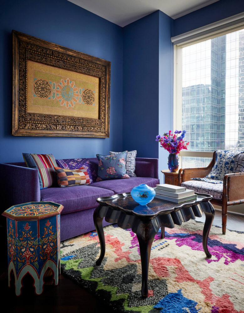 Living Room with Blue Walls 