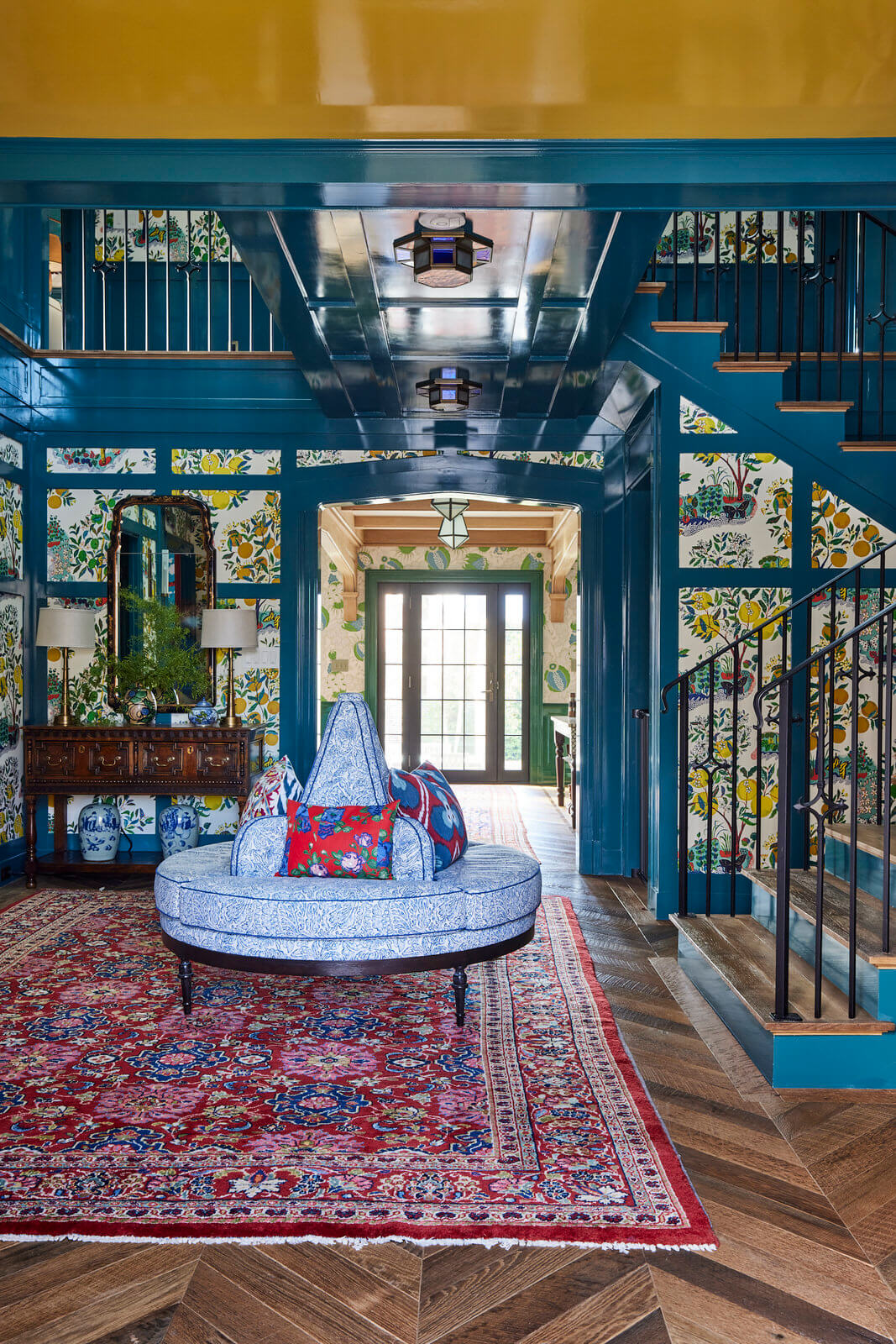colorful tudor home interior design